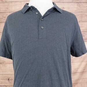 Billy Reid Polo Shirt Mens 2XL Blue Gray Short Sleeve Organic Cotton Made Peru